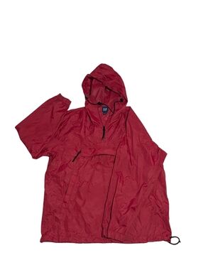 Vtg 2003 GAP Red Nylon Anorak Oversized Hooded Pullover Jacket Gorpcore L